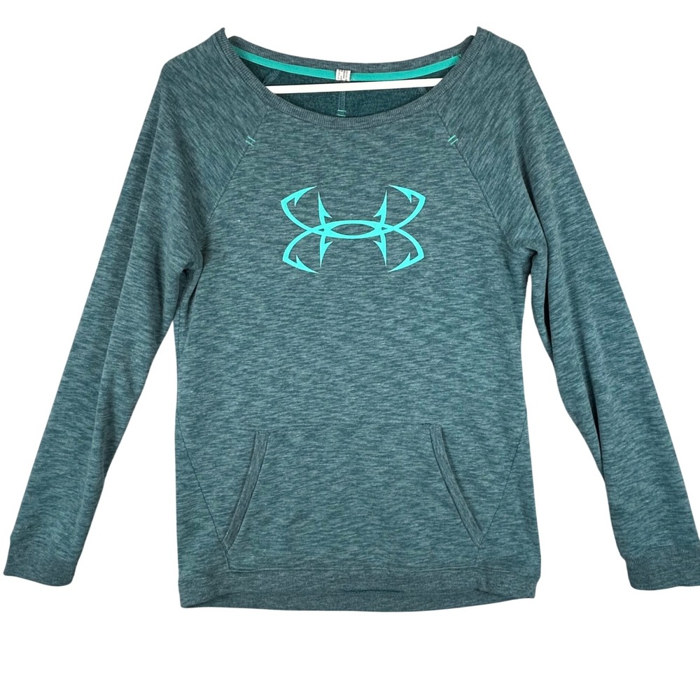Under Armour Womens Fish Hook Logo French‎ Terry Sweatshirt Teal 1271444 Small